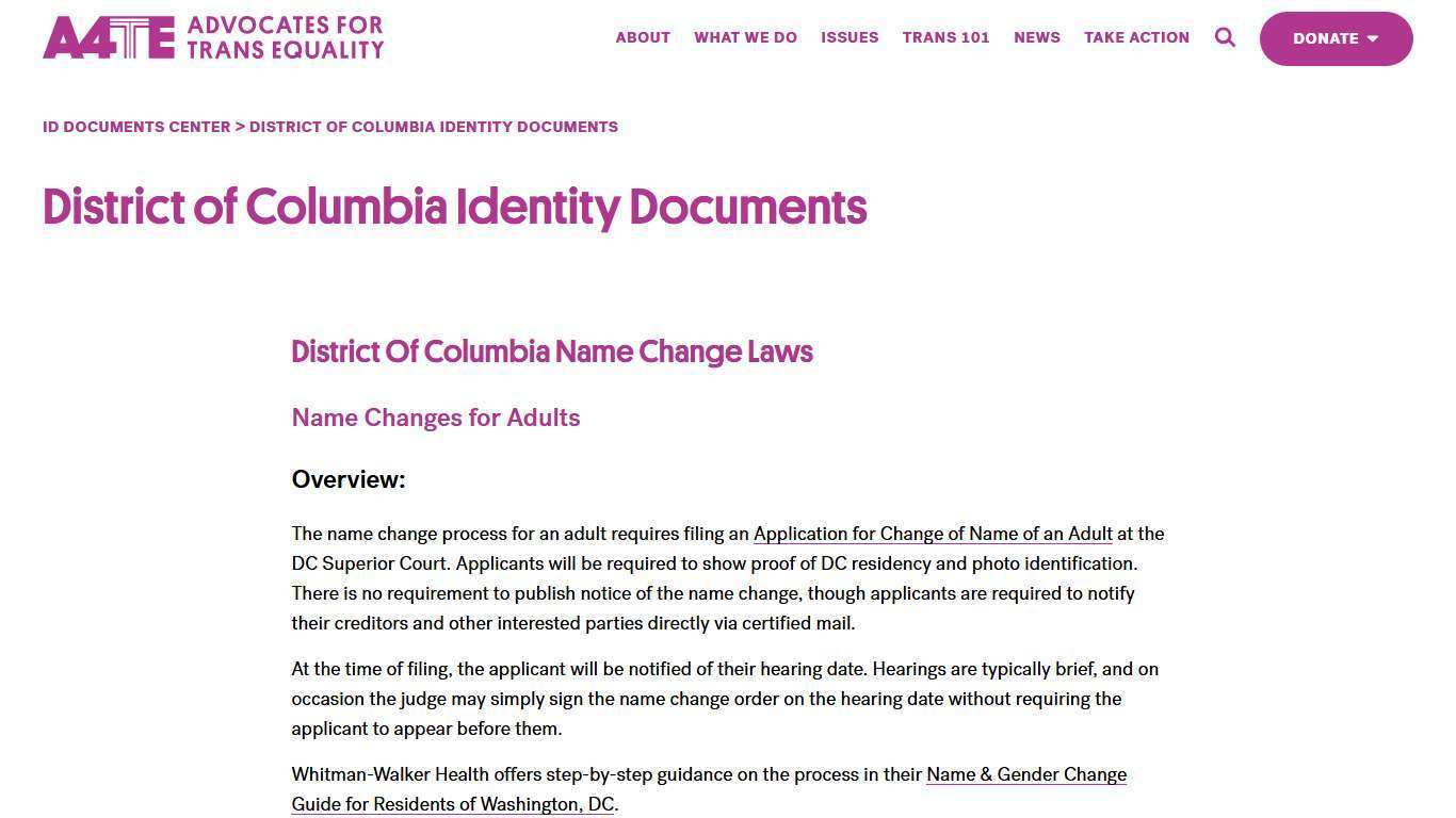 District of Columbia Identity Documents | A4TE